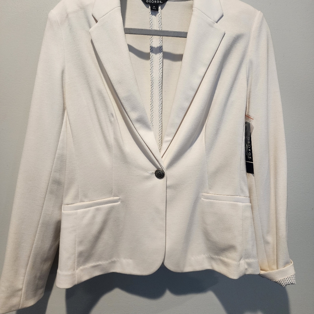 George Women's Arctic White Ponte Blazer Jacket Size 10 NWT Business Casual